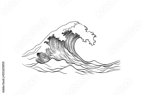 Detailed illustration of a powerful ocean wave.