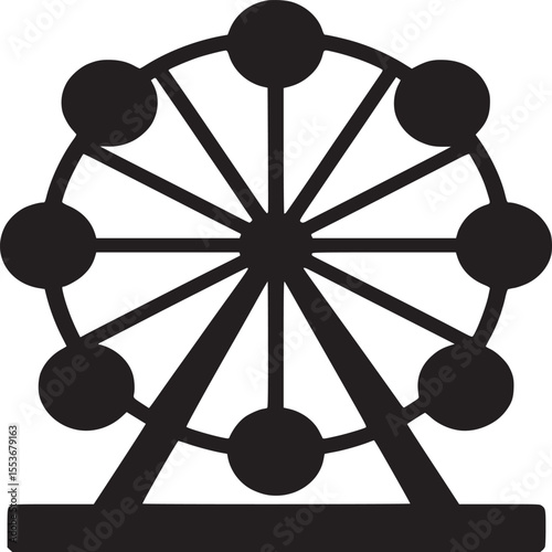 Ferris wheel silhouette vector illustration amusement park fairground attraction black and white design