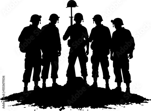 American Army  Soldiers Honoring a Fallen Comrade Vector Bundle