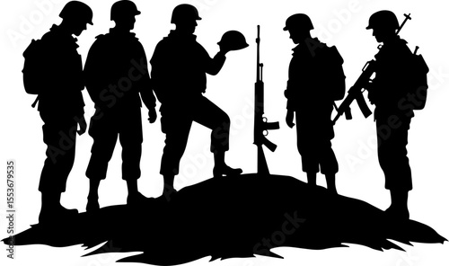 American Army  Soldiers Honoring a Fallen Comrade Vector Bundle