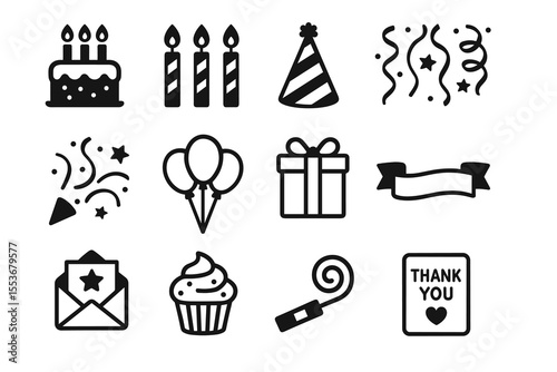 Birthday and celebration party icon set
