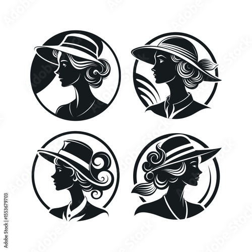 A silhouette vector set of American Southern woman