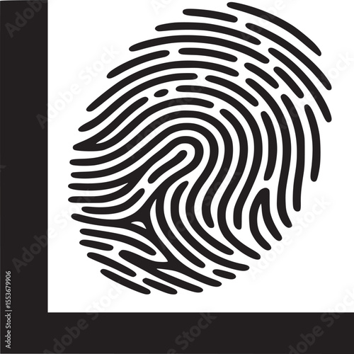 Fingerprint identification and security system with letter l for logo design and branding concept silhouette