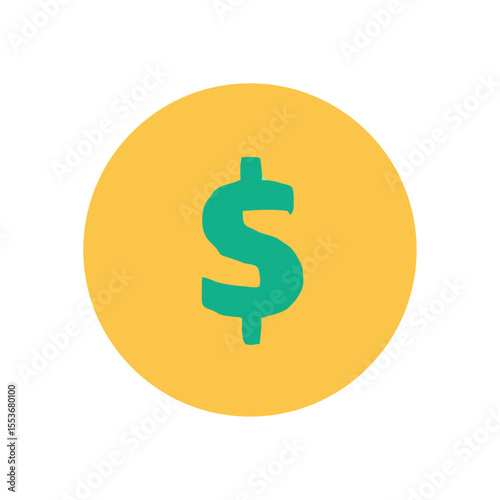 A vibrant yellow coin with a green dollar sign symbolizes finance and economic concepts in an illustration