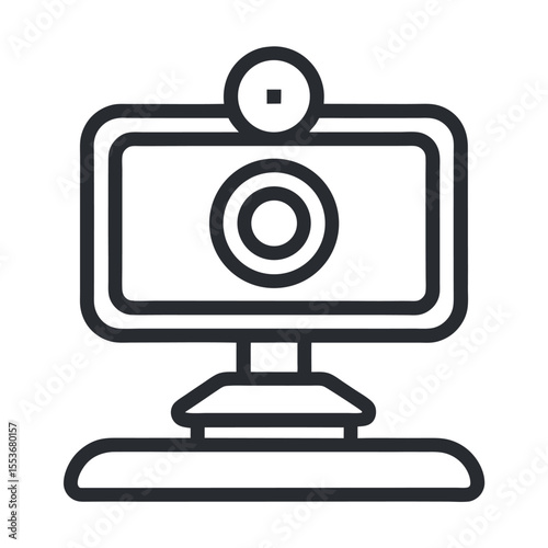 Desktop webcam icon. Vector line illustration for digital interaction.