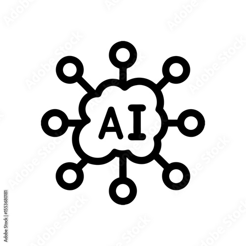 Artificial intelligence network concept with connecting nodes and cloud outline for modern tech solutions and innovation