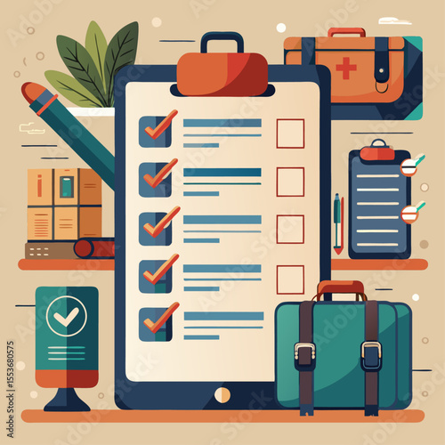 Packing Checklist Infographic – Bright Icons on Neutral Background

