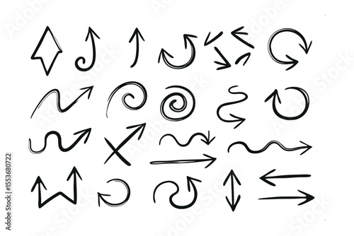 Directional Arrows Collection: A dynamic collection of hand-drawn arrow illustrations, pointing the way forward. Perfect for conveying direction and guidance.
