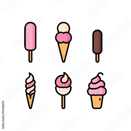 Colorful assortment of ice cream treats in various shapes and flavors, a delightful summer collection of frozen sweets for everyone