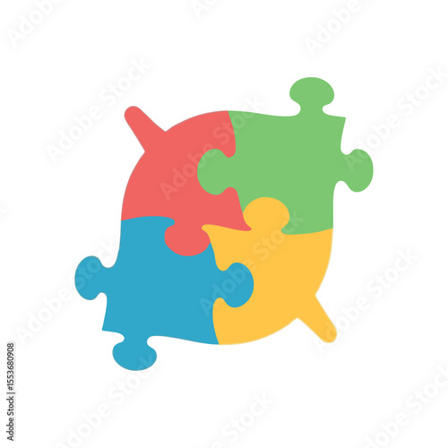 Colorful puzzle pieces forming a square represent unity, collaboration, and problem solving in a vibrant design