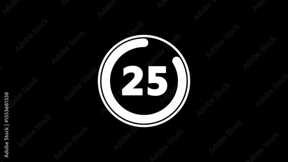 Circle countdown timer one minute animation from 30 to 0 second animation on black background with alpha channel, 30 second countdown timer, Countdown video 4k video See Less