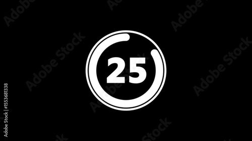 Circle countdown timer one minute animation from 30 to 0 second animation on black background with alpha channel, 30 second countdown timer, Countdown video 4k video See Less