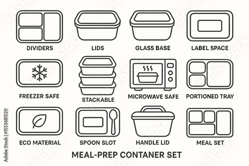 Comprehensive meal-prep container set with dividers, lids, and eco materials