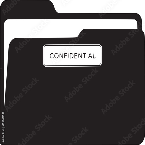 Confidential document folder vector illustration for secure data management and privacy protection design silhouette