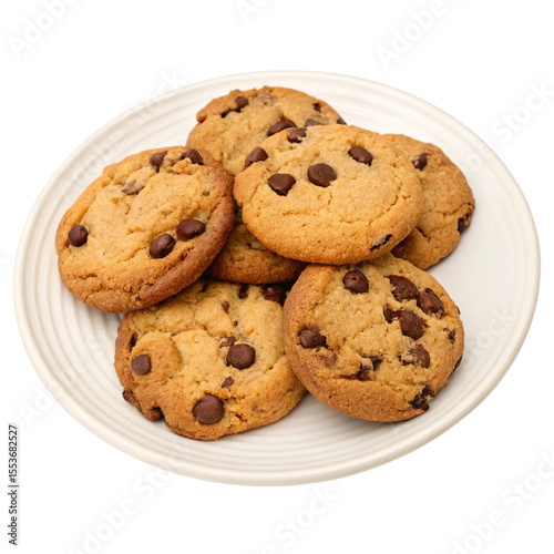 chocolate chip cookies isolated on white