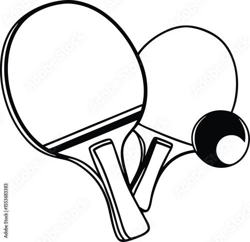 Table tennis Paddle And Ball icon Set Silhouette Vector , computer graphic, isolated, white, flat design, ping, pong, table, club