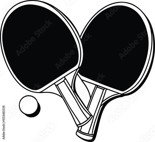 Table tennis Paddle And Ball icon Set Silhouette Vector, tennis player icons , cut out, horizontal, indoor, pictogram, sparse