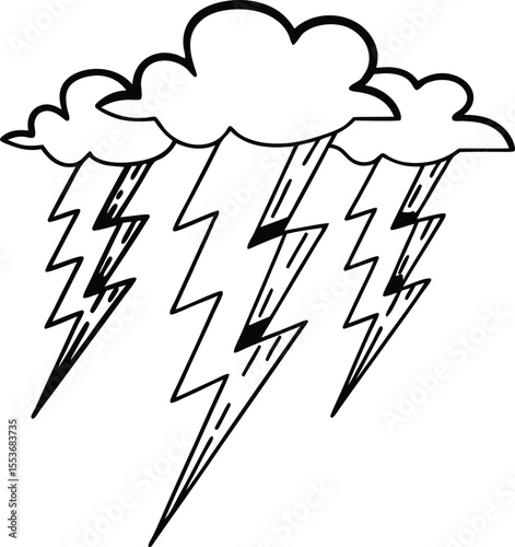 Thunder Icon Line Silhouette Vector , vector weather icon, concept, nature, style, thin, flat, lightening, arrow