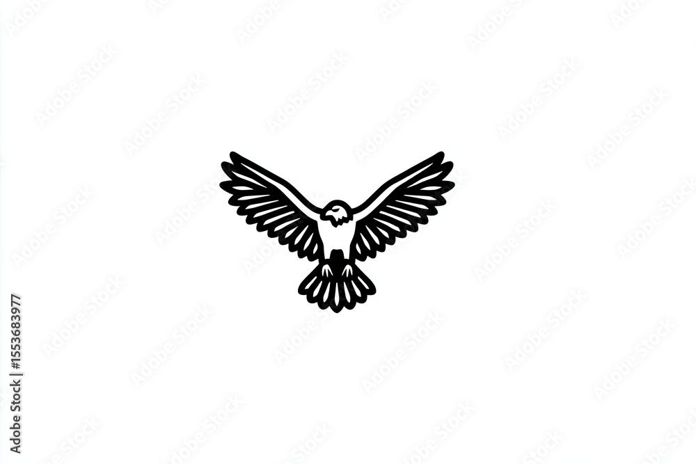 Obraz premium Black and white illustration of a soaring bird.