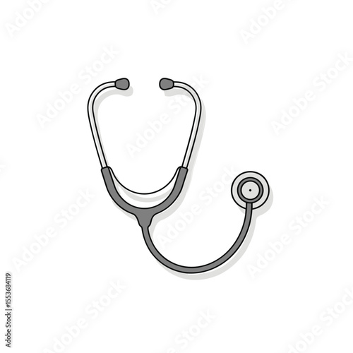 Stethoscope flat icon in gray colors for healthcare and medical design