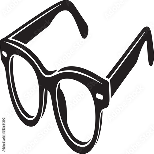 Black eyeglasses vector illustration for vision correction and stylish eyewear accessory design element silhouette