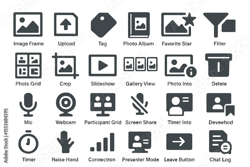 User interface icons for media editing and communication tools