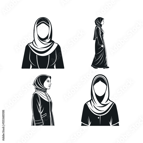 A silhouette vector set of Malaysian woman in baju1