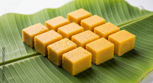 Mysore Pak on a Banana leaf