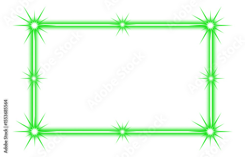 Lime Green neon rectangle shape frame. Vivid glowing neon border isolated on transparent background. Shine glow light electric green neon sign frame. Banner, Mockup, presentation, Design element, PNG