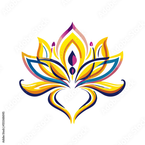 Colorful lotus flower illustration in vibrant and modern design  