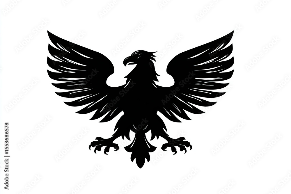 Fototapeta premium Detailed silhouette of a heraldic eagle with outstretched wings.