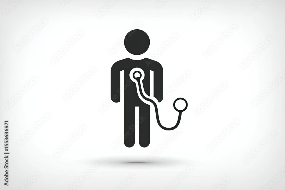Obraz premium Silhouette of a person with a stethoscope.