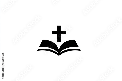 Religious icon of an open book with a cross.