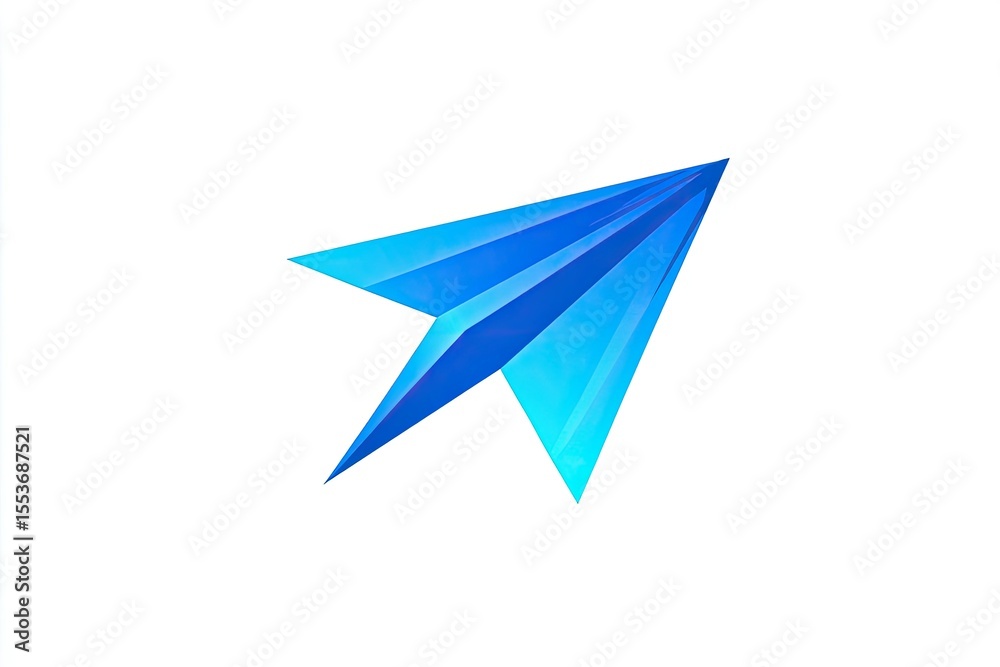 Naklejka premium A detailed image of a blue paper airplane.