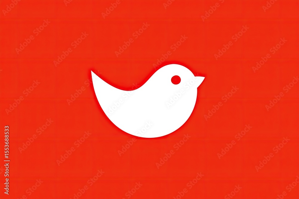 Obraz premium Simple white bird silhouette against a vibrant red background.