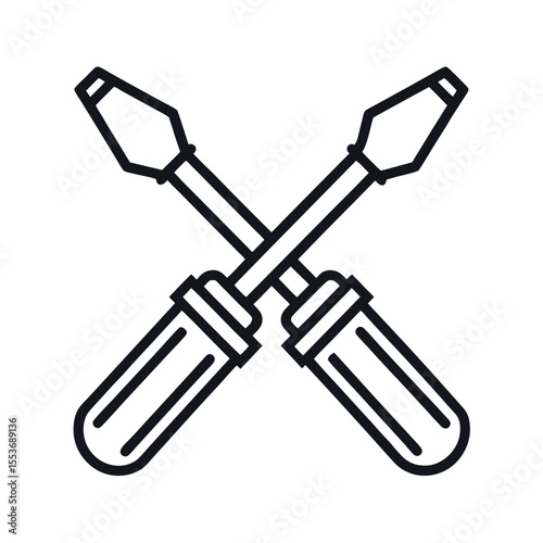 Screwdriver line art icon. Minimal vector illustration for tools and repair.
