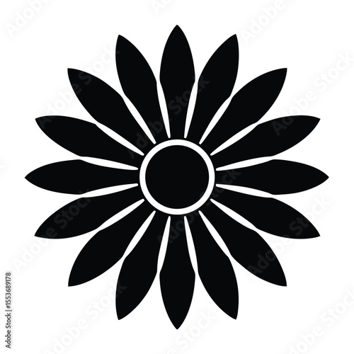 Daisy flower Silhouette icon. Simple botanical Icon for logo, spring, or kids' design