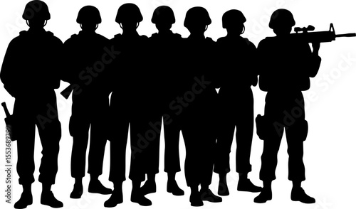 American Army Soldiers Advancing Up Hill Silhouette Vector Bundle