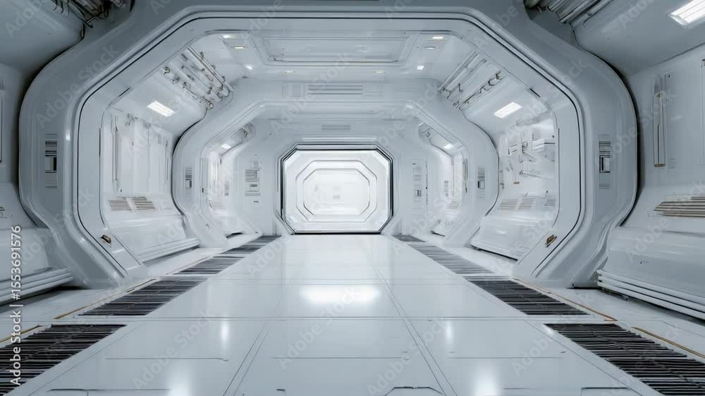 White sci fi corridor futuristic spaceship
