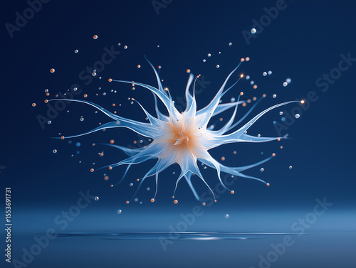 Abstract Neural Network: A mesmerizing abstract representation of a neural network, featuring intricate interconnected nodes radiating outwards against a deep blue backdrop.