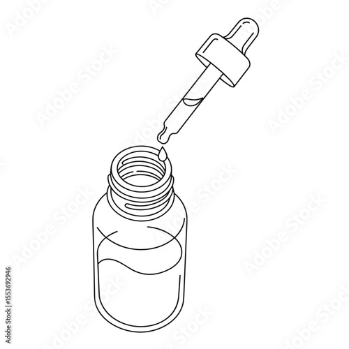 Open dropper bottle line icon for cosmetic serum or oil design