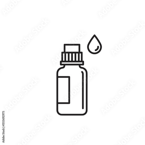 Dropper bottle with liquid line icon for essential oil cosmetic or medicine
