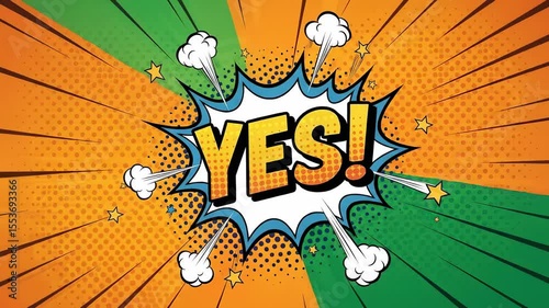 Vibrant pop art comic style background with yes word bubble
