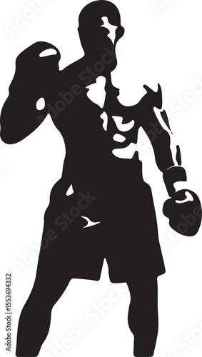 Boxer Silhouette Icon – Powerful Fighter Pose for Sports and Fitness Motivation