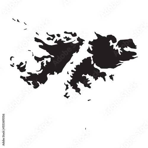 Detailed political and geographical map of the Falkland Islands with terrain, settlements, and coastline