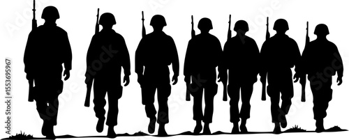 American Army Soldiers Advancing Up Hill Silhouette Vector Bundle