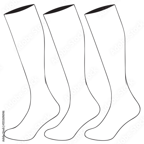 Set of Three Plain White Socks Isolated on White Background – Minimalist Fashion Concept