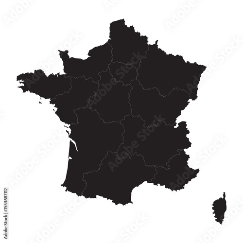 Detailed political and geographical map of France in 2016 with cities, regions, borders, and infrastructure