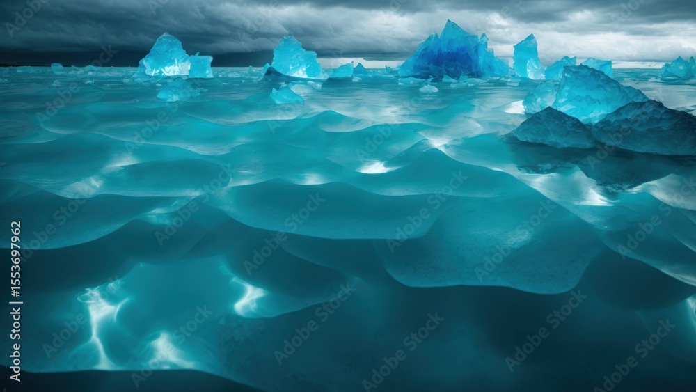 Obraz premium Glacial Lake Surface Reflecting Storm Clouds 
