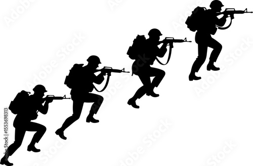 American soldiers military  army, advance Vector Bundle